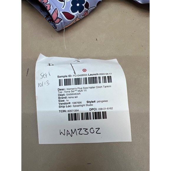 Women's Plus Size Halter Cinch Tankini Top - Kona Sol Multi Floral 1X - Picture 6 of 6